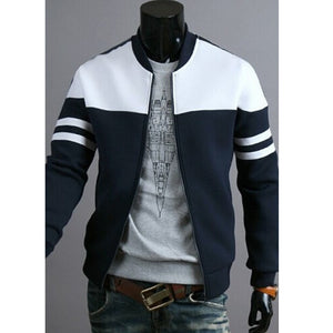 White & Navy Blue Man Sport Jacket